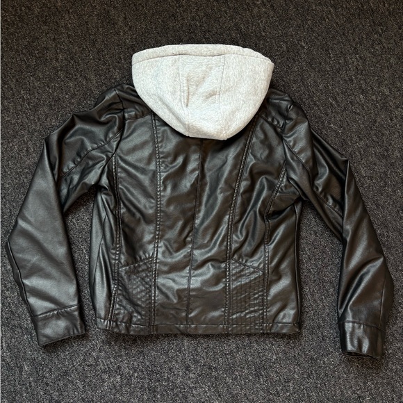 L2 Black Biker Jacket With Built In Gray Zip Up Women's Size Medium - Picture 4 of 4